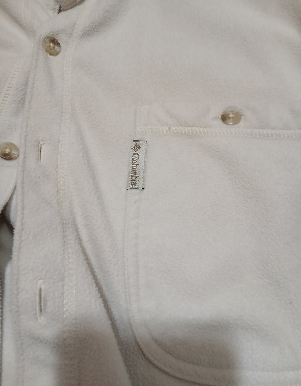 Columbia Men's Size Large Neutral Beige Button-Front Fleece Shirt Jacket - Picture 2 of 7